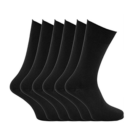 Mens plain 100% cotton socks (Pack of 6)