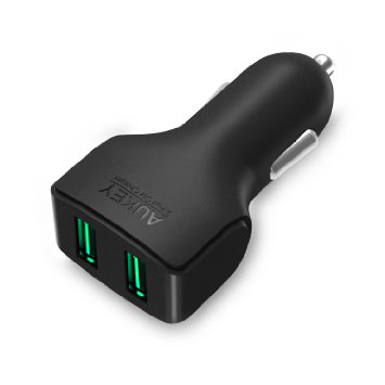Aukey 48A  24W Dual Port USB Car Charger for Apple Samsung Nexus Motorola HTC LG Sony and most of the USB Charged Devices Black