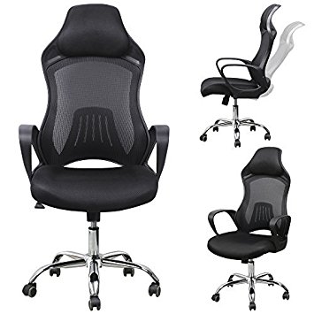 Smallwise Trading Ergonomic High-Back Racing Style Bucket Seat,Computer Swivel Lumbar Support Executive Office Game Chair (A)