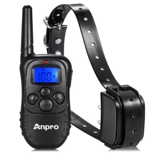 Anpro® 330 yards Rechargeable Remote Dog Training Collar with Beep, Vibration and Shock for 15 to 100 lbs Breed Dog Vibration/Shock Electronic Electric Collar