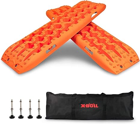 X-BULL New Recovery Traction Tracks Sand Mud Snow Track Tire Ladder 4WD with Carrying Bag and Mounting Bolts(Orange, 3Gen)