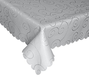 EcoSol Designs Microfiber Damask Swirls Tablecloth, Wrinkle-Free & Stain Resistant (60x84", Grey/Silver) Swirls