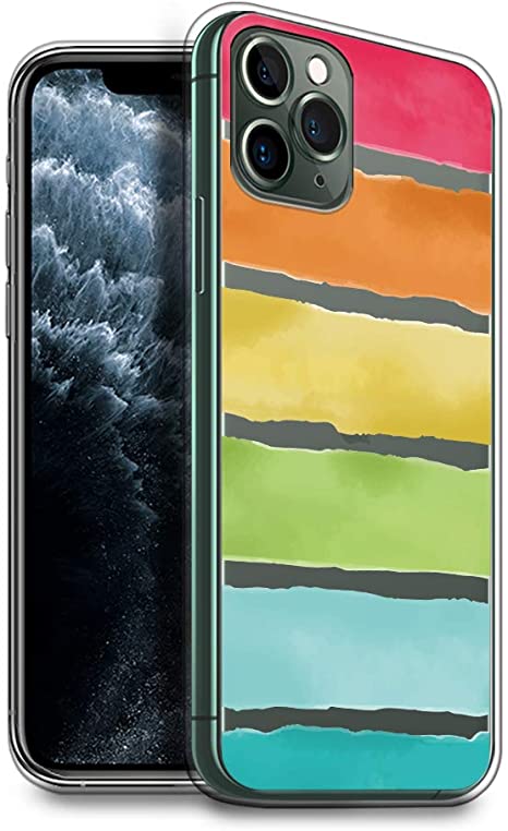 HelloGiftify Rainbow Watercolor TPU Soft Gel Protective Case. Compatible with Apple iPhone 11 Pro Max