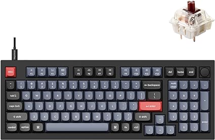 Keychron Q5 Wired Custom Mechanical Keyboard Knob Version, 96% Layout QMK/VIA Programmable Macro with Hot-swappable Gateron G Pro Brown Switch Double Gasket Compatible with Mac Windows Linux (Black)