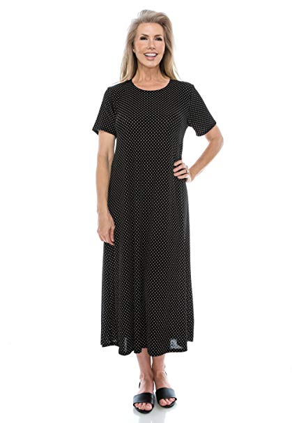 Jostar Women's Stretchy Long Dress Short Sleeve Print