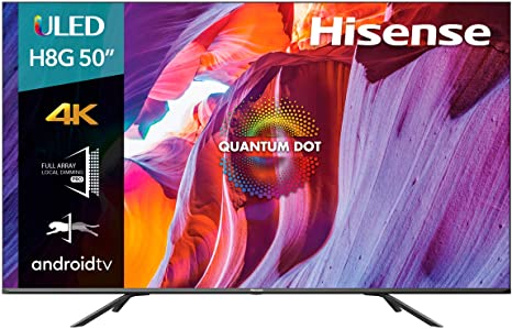 Hisense 50-Inch Class H8 Quantum Series Android 4K ULED Smart TV with Voice Remote (50H8G, 2020 Model)