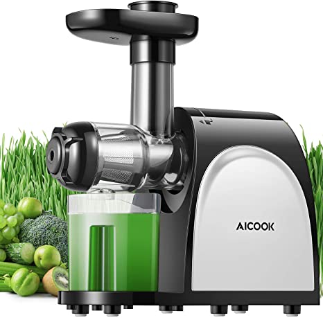 Juicer Machines, Aicook Cold Press Juicer Machine Easy to Clean, Quiet Motor & Reverse Function, Two Filters, BPA-Free, High Nutrient Fruit and Vegetable, Recipes