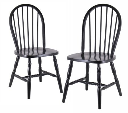 Winsome Wood Assembled 29-Inch Windsor Chairs, Set of 2, Black Finish