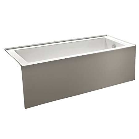 KINGSTON BRASS VTDE603122R 60-Inch Contemporary Alcove Acrylic Bathtub with Right Hand Drain and Overflow Holes, White