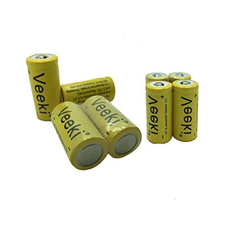 Rechargeable CR123A Battery, Veeki VK-BT16340 RCR123A 3.7V 700mAh Protected Li-ion 16340 Batteries 8Packs for High Drain Device (Yellow)