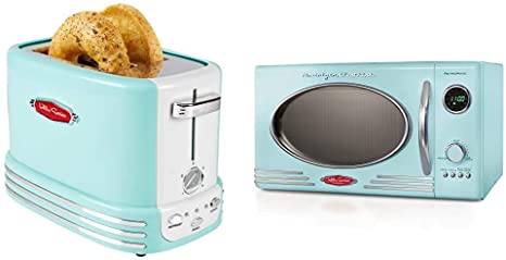 Nostalgia Retro Aqua Microwave and Toaster Bundle