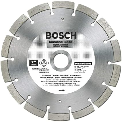 BOSCH DB564S 5 In. Standard Segmented Rim Diamond Blade with 7/8 In. Diamond Arbor Knockout for Fast Cut Wet/Dry Cutting Applications in Reinforced Concrete, Brick, Stone