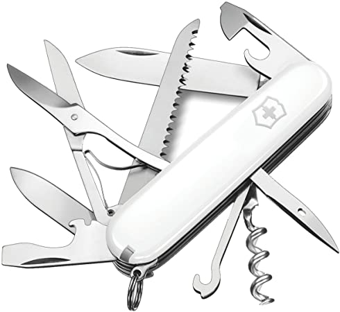 Victorinox 1.3713.7 Huntsman White 91mm Perfect for Sawing Wood or Cutting Ropes When Climbing, Hiking and Camping in White 3.6 inches