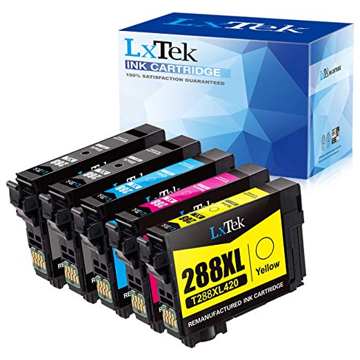 LxTek Remanufactured Ink Cartridge Replacement for Epson 288XL T288XL 288 XL to use with XP-440 XP-340 XP-430 XP-330 XP-434 XP-446 Printer, High Capacity(2 Black, 1 Cyan, 1 Magenta, 1 Yellow, 5 Pack)