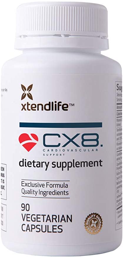 Xtend-Life CX8 Cardiovascular Support Supplement with Vitamin D3 & K2 MK7 - Promote Heart Health, Lower Blood Pressure, Cholesterol, & Arterial Calcification for Men & Women - 90 Vegetarian Capsules