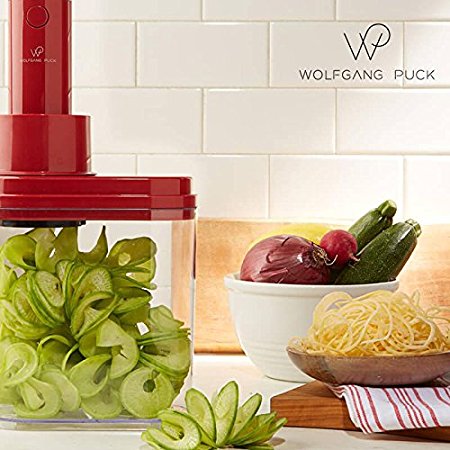 Wolfgang Puck 3-in-1 Electric Power Spiralizer With 3 Blades and Recipes