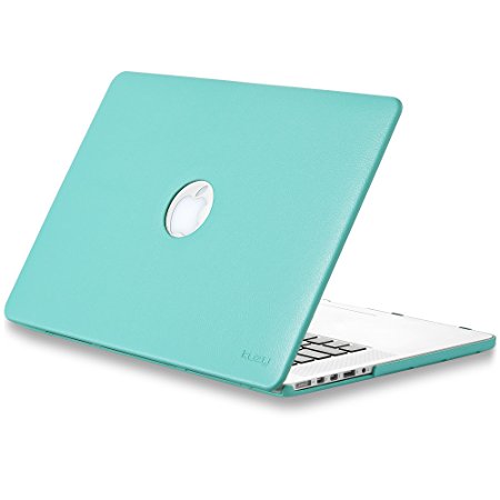 Kuzy - TEAL/Turquoise Hot Blue LEATHER Hard Case for MacBook Pro 15.4" w/ Retina Display Model:A1398 Shell Cover 15" Leatherette-TEAL