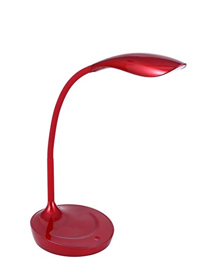 PureOptics LED Gooseneck Desk Lamp with USB Charging Port, 3 Dimming Levels, Touch Control, Red (VLED1502-RD)