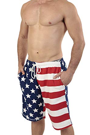Exist Patriotic American USA FLAG Lightweight Fleece Shorts
