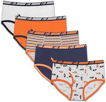 New Balance Boys' Soft Cotton Tag Free Brief Underwear (5-Pack)