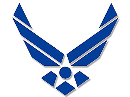 American Vinyl Blue Air Force Wings Logo Shaped Sticker (Insignia Seal USAF Pilot Fly)