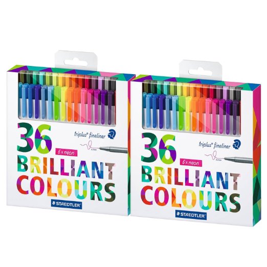Staedtler Color Pen Set, 2 Sets of 36 Assorted Colors (Triplus Fineliner Pens) - 72 Pens!