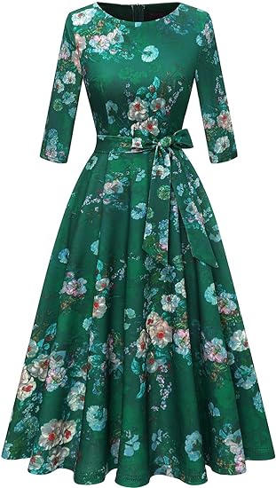 DRESSTELLS Vintage Women Tea Dress, Cocktail Party Dress for Church/Work