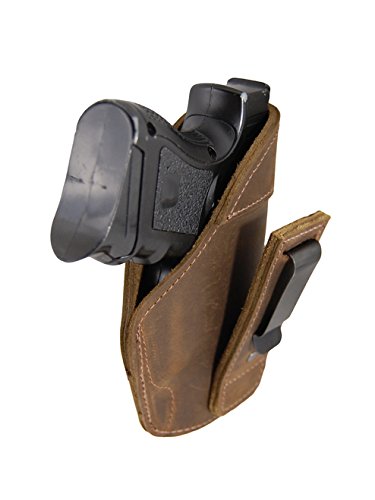 Barsony New Brown Leather Tuckable IWB Holster for Compact Sub-Compact 9mm 40 45