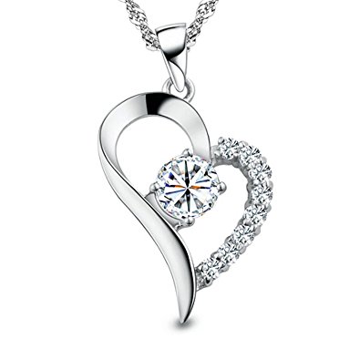 Shally Women's 18K White Gold Plated You Are the Only One in My Heart Necklace