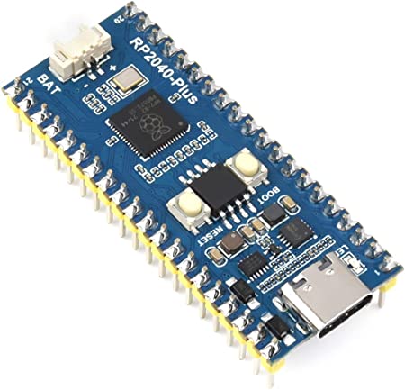 waveshare RP2040-Plus Mini Board with Pre-Soldered Header Pico-Like MCU Board Based on Raspberry Pi RP2040 Chip,Dual-core Arm Cortex M0  Processor,USB-C Connector,16MB Flash,Higher Current DC-DC Chip