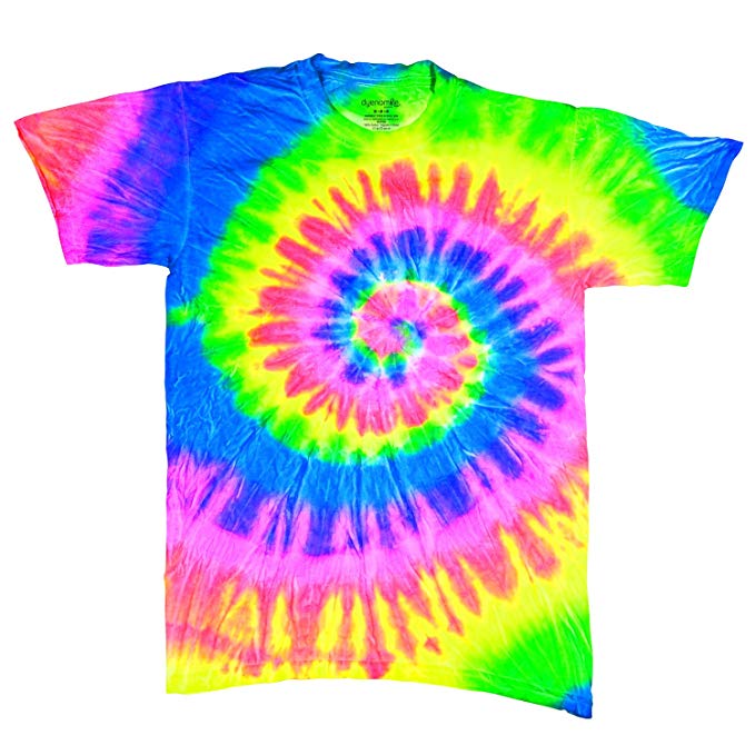 Rainbow Swirly Multi-Spiral Unisex Adult Tie Dye T-Shirt Tee