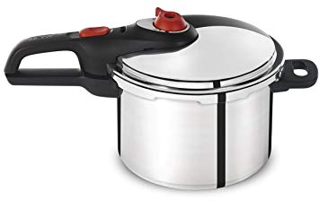 T-fal P2614634 Secure Aluminum Initiatives 12-PSI Pressure Cooker Cookware, 6-Quart, Siver