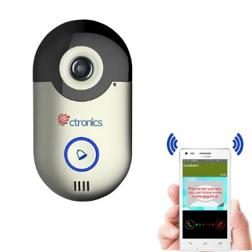 Ctronics CT-DB01W Portable Wireless Doorbell 135Wifi Video Audio Waterproof Door Bell RF Bell Receiver with Two-way Audio Recording Talk Snapshot Motion Detection and Unlock Function Remote Access by Smart Phone