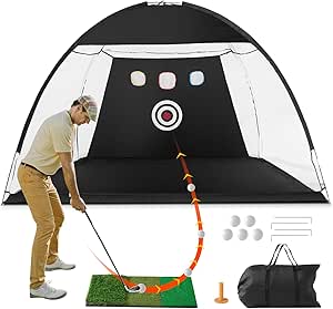 VEVOR VEVOR Golf Net, Golf Practice Net, Indoor Outdoor Home Golf Swing Training, Golf Hitting Aid Net with Target and Carry Bag, for Backyard Driving Chipping, Gift for Men, Golf Lovers, Sports Game