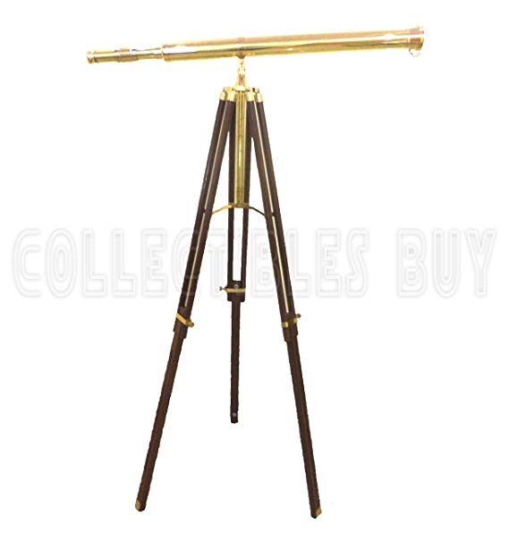 collectiblesBuy Vintage Solid Brass Nautical Port Marine Navy Telescope Single Barrel Brass Finish & Brown (Single Barrel Telescope (Height:65" Inches))
