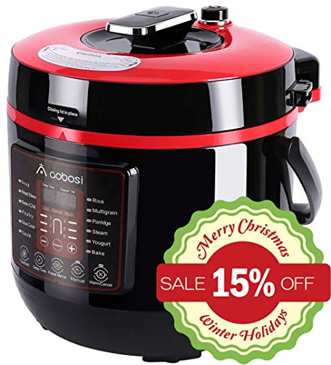 Aobosi Pressure Cooker 6Qt 8-in-1 Electric Multi-cooker,Rice Cooker,Slow Cooker,Sauté,Yogurt Maker,Steamer|6 Pressure Levels|Safe Release Button|Free Cooking Rack,Cookbook,Sealing Ring,Stainless Steel