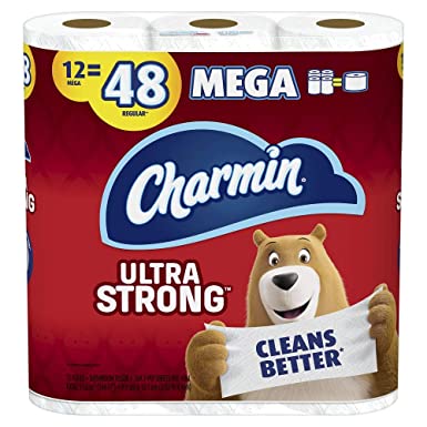 Charmin Ultra Strong Toilet paper, 12 Mega Rolls = 48 Regular Rolls