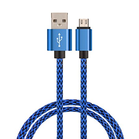 Honest kin Micro USB Cable 6Ft Long, Android Charging Cable and Sync Data Cord Nylon Braided for Android and Windows Smartphones-Blue