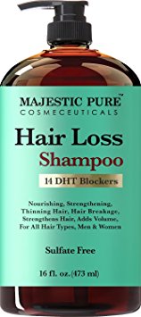 Majestic Pure Hair Loss Shampoo, Offers Natural Ingredient Based Effective Solution, Add Volume and Strengthen Hair, Sulfate Free, 14 DHT Blockers, for Men & Women - 16 fl Oz