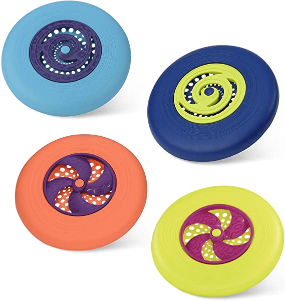 B. Toys – Flying Disc Set – 4 Colorful Frisbees – Disc-Oh! – Outdoor Sports & Games for Kids – Active Play – Backyard, Park, Beach – 4 Years