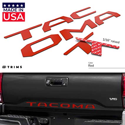 BDTrims Tailgate Raised Letters Compatible with 2016-2020 Tacoma Models (Bright Red)