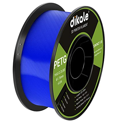 Dikale PETG 3D Printer Filament 1.75mm No Tangle, Net Weight 2.2lbs Spool (1kg）, Blue