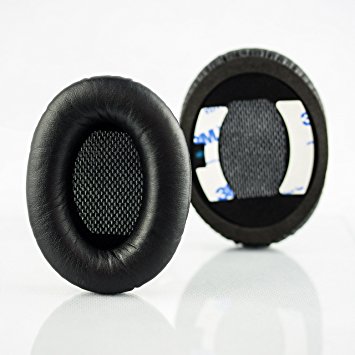 Replacement ear cushions for Bose Quiet Comfort 2 (QC2) and Quiet Comfort 15 (QC15) headphones (QC2/QC15, Black)