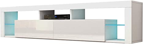 MEBLE FURNITURE & RUGS TV Stand Milano 200 LED Wall Mounted Floating 79" TV Stand (White)