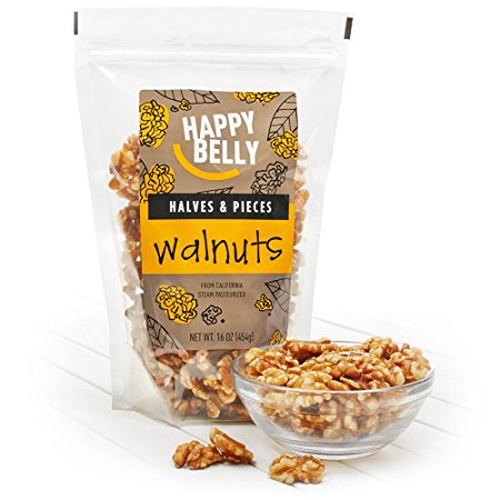 Amazon Brand - Happy Belly California Walnuts, Halves and Pieces, 16 Ounce