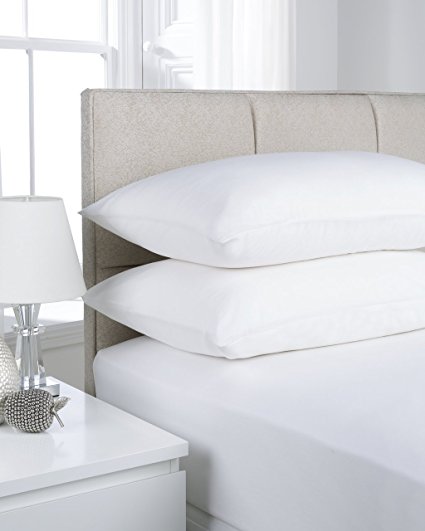 Hamilton McBride 68 Pick Polycotton White Double Fitted Sheet (Pillowcases Sold Separately)