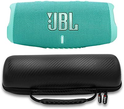 JBL Charge 5 Waterproof Portable Speaker with Built-in Powerbank and gSport Carbon Fiber Case (Teal)