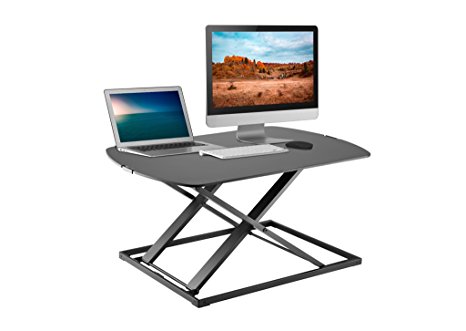 TechOrbits Ascension Pro Height Adjustable Stand Up Desk - Sit to Stand Desk Converter Fully Assembled Standing Workstation Riser - 31" Surface Black
