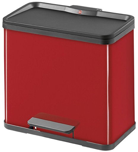 Hailo 0633-819   3 x 11 Litre Oko Trio Recycling and Sorting Bin, Red