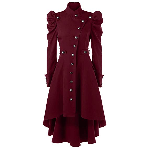 Women's Vintage Steampunk Long Coat JMETRIE Gothic Overcoat Ladies Retro Jacket